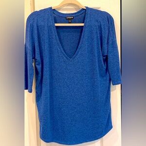 Express Blue V-Neck Sweater Size S/M